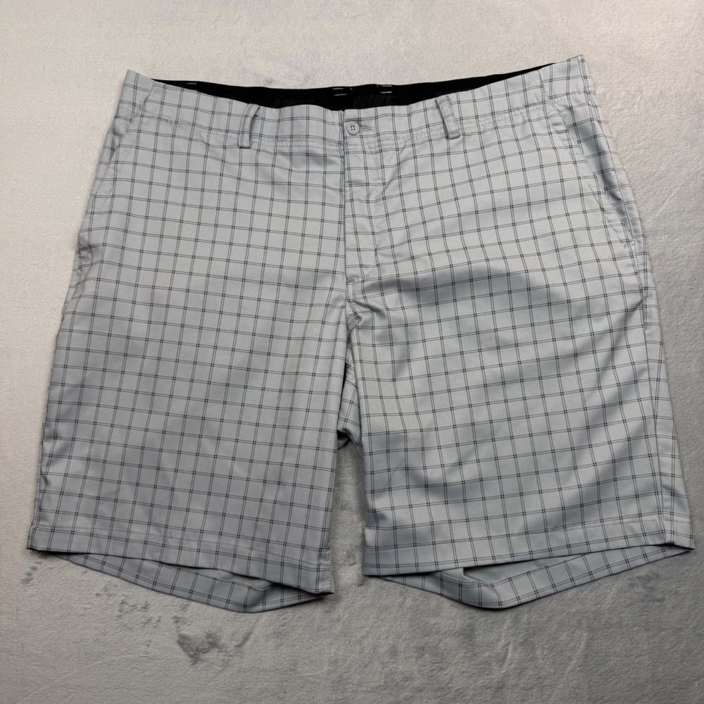 Nike Golf Shorts Mens 42 Grey Plaid Dri-FIT Standard Fit Flat Front 0626-0378 - Picture 3 of 11